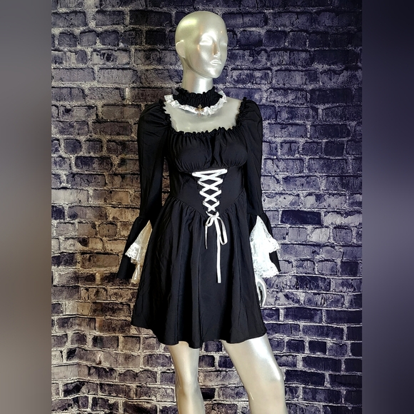 NWT! Cottage Witch Goth Lace Bell Sleeve Peasant Dress ~ by Dark In Love - Picture 12 of 12